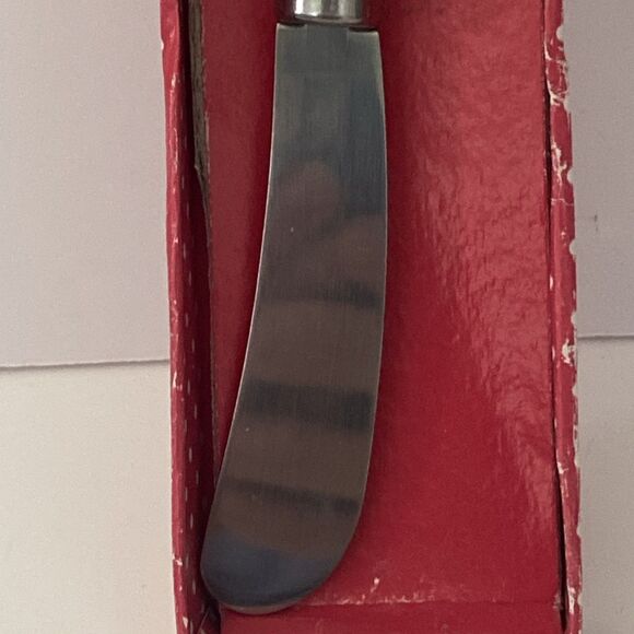 Christmas Happy Snowman Holding Heart Appetizer Spreading Knife Green/Red Decor - Picture 4 of 6